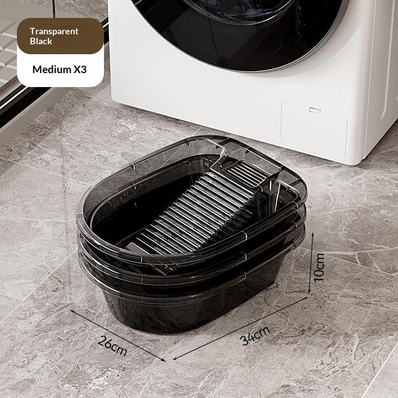 Laundry Basin With Washboard Integrated Household Plastic Wash Basin Multifunctional Laundry Basin For Clothes Dorm Hand Washing