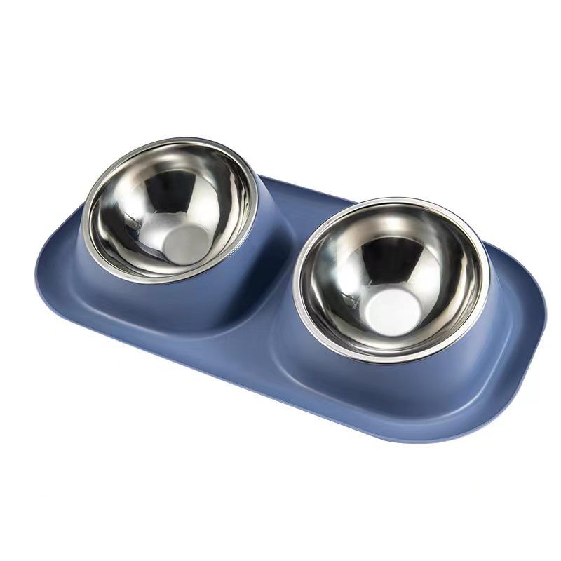 Durable Stainless Steel Cat And Dog Bowl Set Non-slip Leak-proof Wholesale Pet Feeding Supplies