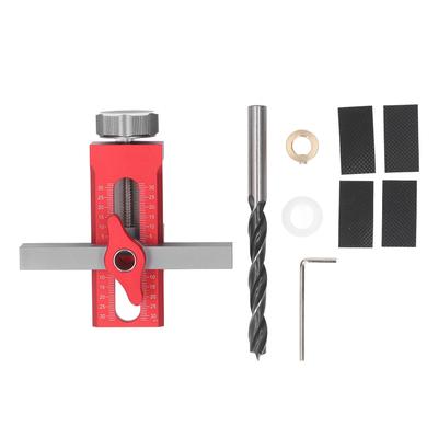 Cabinet Door Installation Locator with Support Arm 10mm Drill Bit Aluminum Alloy Hardware Mounting Jig for Woodworking