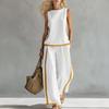 Women's 2 Piece Lounge Sets Sleeveless Crew Neck Top And Wide Leg Pants Outfit Summer Travel Vacatio Matching Sets