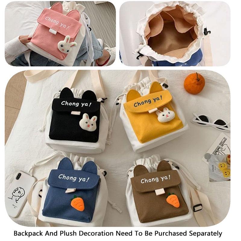 Stylish Canvas Shoulder Bag With Cute Rabbit And Carrot Pins Available In Multiple Colors