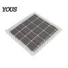 Breathable Office Chair Mat Cotton Linen Pad with Ties, Square Summer Seat Lace Decorative Trim, 15.75" x Washable for Dining Rattan