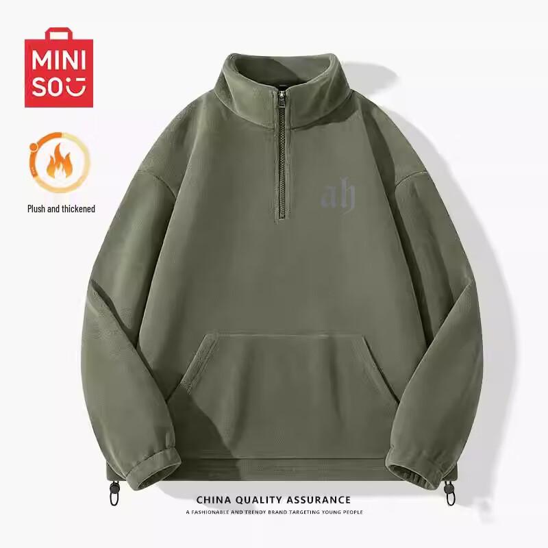 

MINISO Men s Thickened Fleece Half-Zip Sweatshirt 3XL