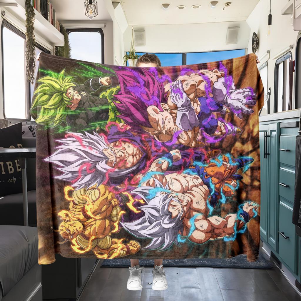 1PC Son Goku  Print Flannel Blanket, High quality All Seasons, Home Decor, Warmth and Comfort, Perfect for Christmas Gifts