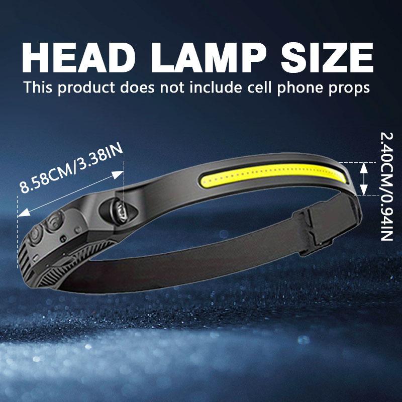 COB LED Headlamp Induction Head Lamp Built-in Battery USB Rechargeable Head Flashlight Outdoor Camping Fishing Sensor Headlight