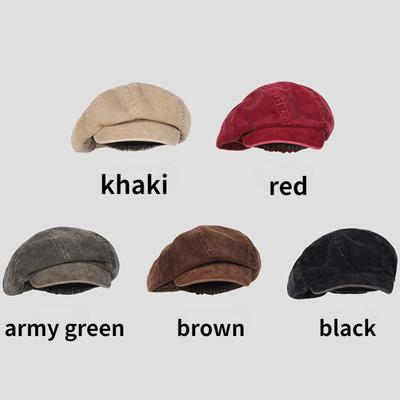 Flache Mütze für Damen und Herren, Unisex, Newsboy-Mütze, Cord-Baskenmütze