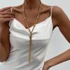 Long Tassel Tassel Pendant Necklace Metal Material Jewelry Set Earrings Set  Ladies Accessories