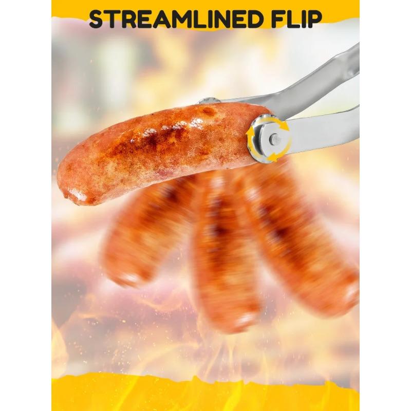 BBQ Hot Dogs Turning Tongs ,BBQ Sausage Turning Tongs,Quickly and Simply Grill Delicious Sausage