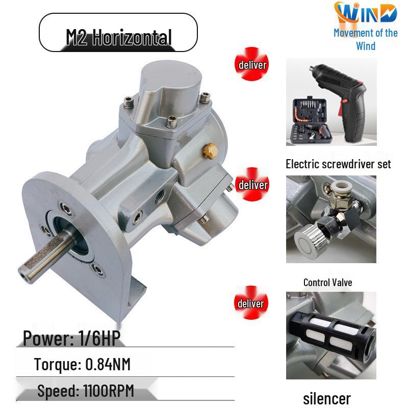 Piston Pneumatic Motor M1-M7-F-L-IEC with Forward/Reverse & Stepless Speed Regulation, Explosion-Proof Safety.