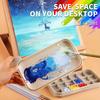 Multi-Use Paint Brush Basin with Brushes Holder, Washer, Trays, Palette Box-Artist Cleaner Cup for Watercolor Oil Painting with Lid