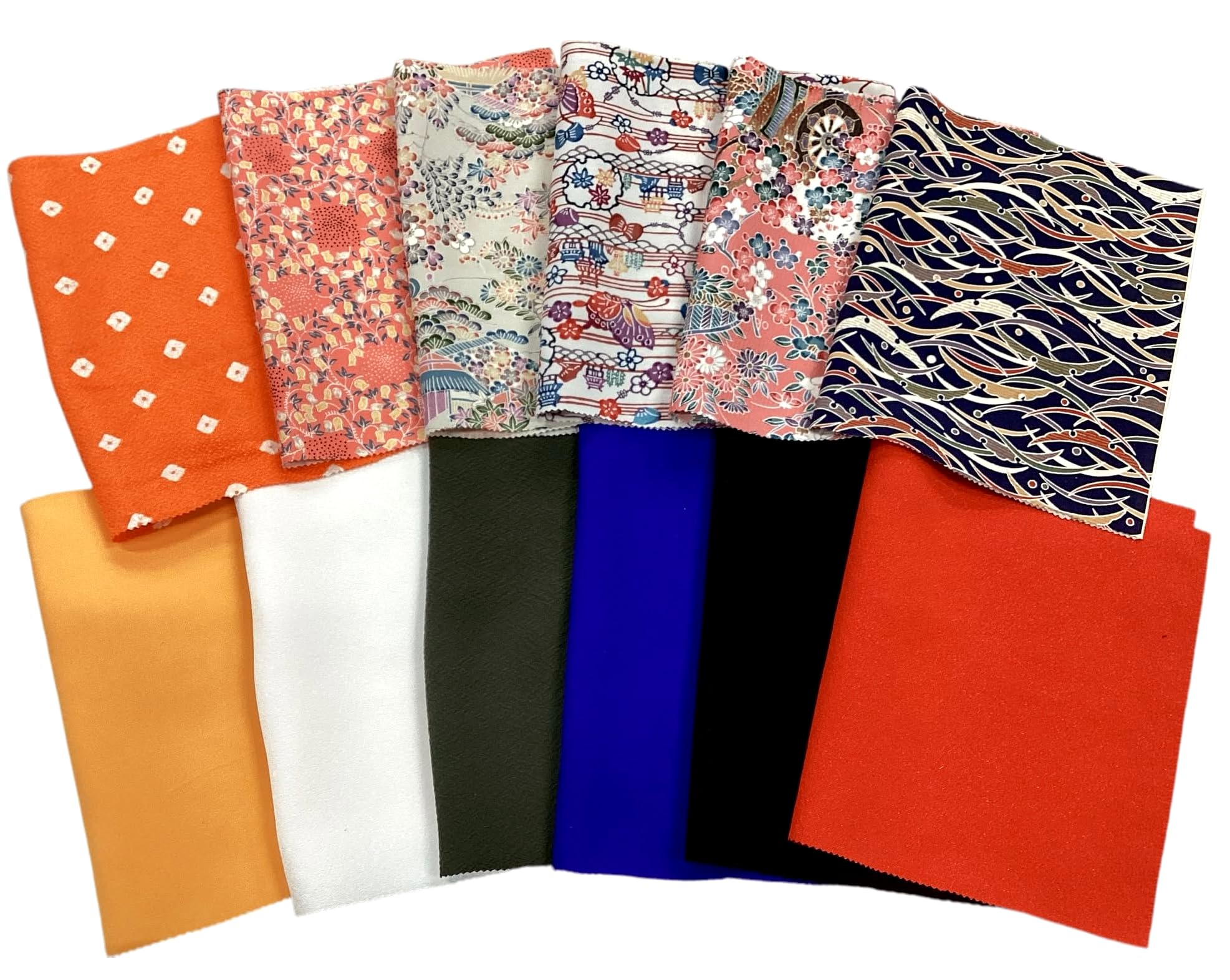 

Value Pack of 12 Pure Silk Kimono Materials for Hanging Hina Yuzen 6 Cute Small 6 Solid Silk Chirimen Scraps Scraps, Dolls, Scraps, Patterns, Colors,