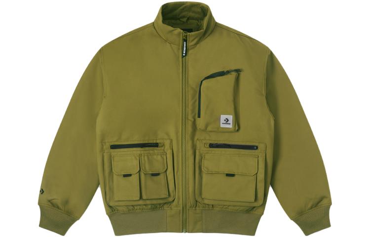 Converse Down Jackets Men s Olive Green Stand Collar Moderate 10025251-A02 S