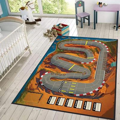 Visueller stereoskopischer Rennstrecken-Teppich Kinder Weiche Klettermatte Kinder Spielteppich Stadtverkehr Straße Bedruckter Teppich