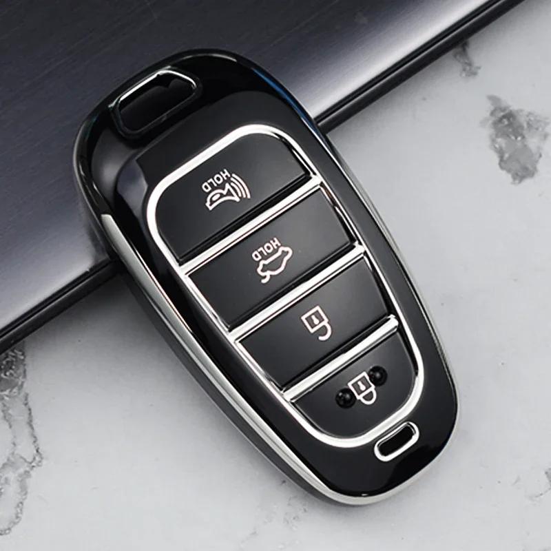 4/5/6/7/8 Düğmeli TPU Araba Uzaktan Kumanda Anahtar Kılıfı Kabuk Fob Hyundai Santa Fe Hibrit Nexo Nx4 Sonata Tucson İçin Koruyucu