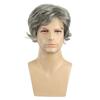 Men Synthetic Short Black Gray Wigs with Bangs Layered Wave Grey Hair for Daily Party Cosplay Heat Resistant Fibre