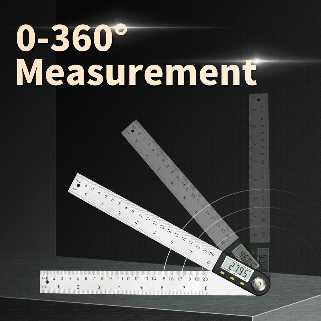 SHANHR 200 Mm/300 Mm Digital Angle Ruler Stainless Steel Electronic Angle Meter Electronic Protractor Goniometer Angle Gauge