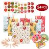 Advent Calendar Bags Numbers Sticker Kraft Paper Storage Gift Bag for Christmas