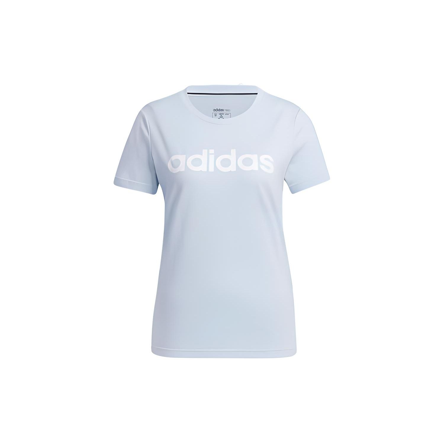 

Adidas Solid Color Round Neck Letter Logo Print Short Sleeve T-Shirt Women Tops Light-Blue GP7137 S