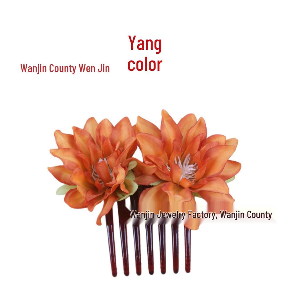 Retro Bridal Flower Hair Comb - Wedding Headdress, Updo Hairpin, Hanfu Accessories, Multiple Colors Available