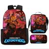 Minecraft Cartoon Print Backpack Set 3-Piece Student School Bag Water-Resistant Large Capacity Unisex