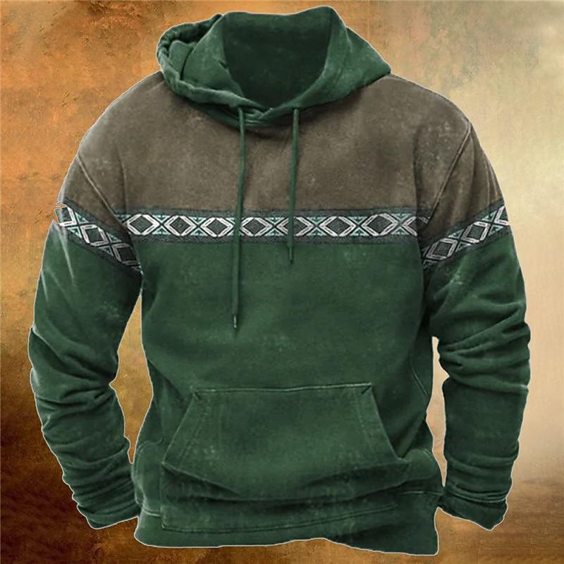 Men's Graphic Tribal Cowboy Hoodie Hoodies Sweatshirt Daily Ethnic Casual Vintage Retro Long Sleeve Hooded Vacation Sports