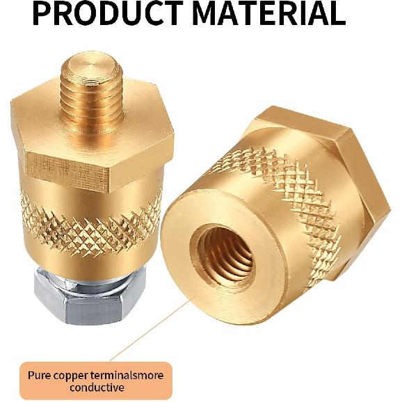 2 Packs Battery Terminal Connectors Set, Auto Battery Post Terminals Post Adapters, For M8 Top Or Side Post Threaded Terminal Charging Post Extender