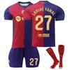 Kids Sportswear Yamal Soccer Jersey - Polyester, Red and Blue, Youth Football Kit, Breathable Quick-Dry Training Match Shirt
