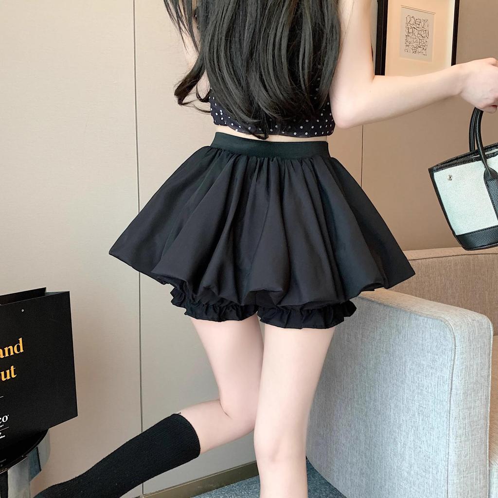 Women's High-Waisted Pleated Ballet Skirt – Slimming A-Line, Anti-Exposure, Fluffy Short Style for Summer