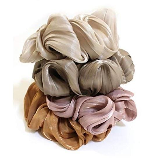 VINGTAINE шифоновий об'ємний scrunchie великий стильний дорослий модний пучок наверх хвіст HS-143-BL- синій