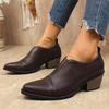 Fashion Pointed Toe Chunky Heel Ankle Boots for Women 2025 New British Style Black Dress Shoes Woman Fashion PU Leather Chelsea Boots