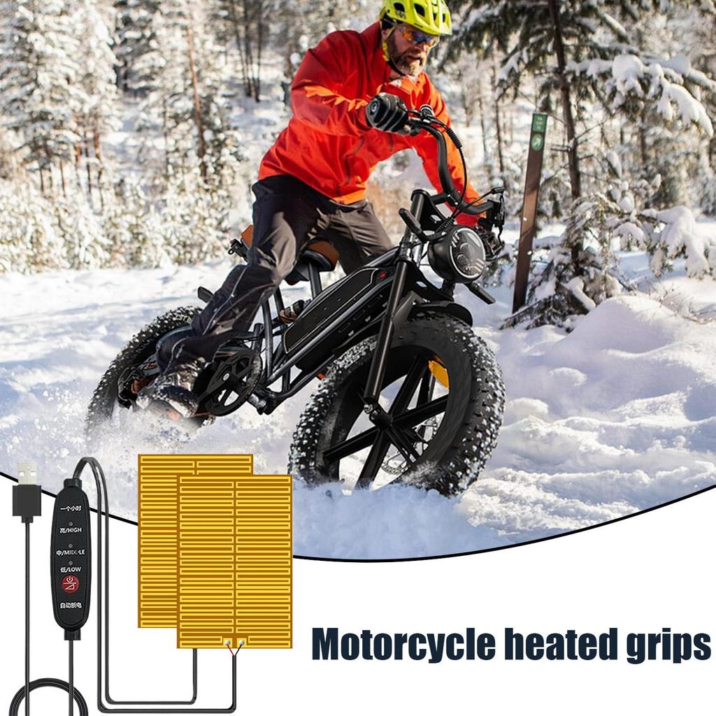 Uppvärmda Motorcykelhandtag Halkfria 3-Temp Värmare Med Tejp Värmande Fordonsvärmehandtag Kuddar För Vinter Utomhus Körning Cykling Touring