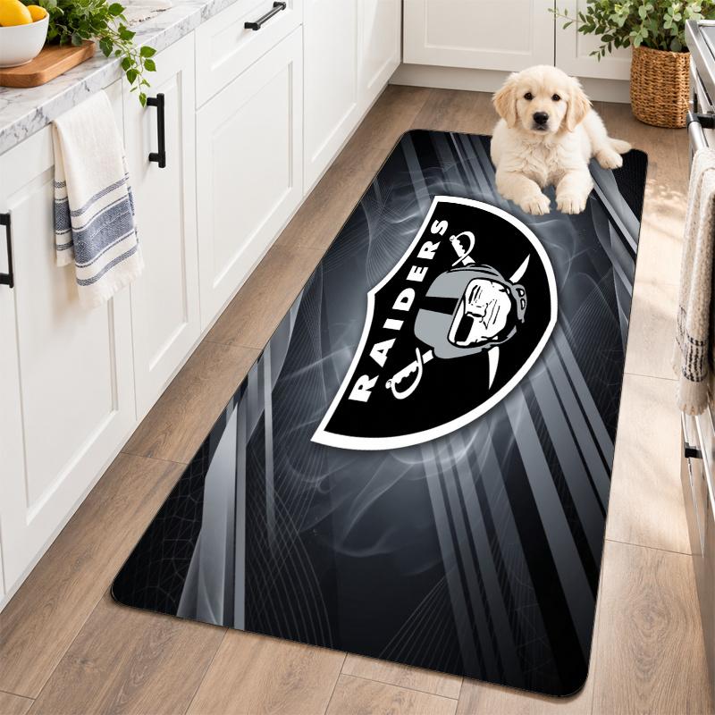 Flannel Kitchen Mat Las Vegas Raiders Soft Area Rug Non Slip Floor Carpet Home Decoration