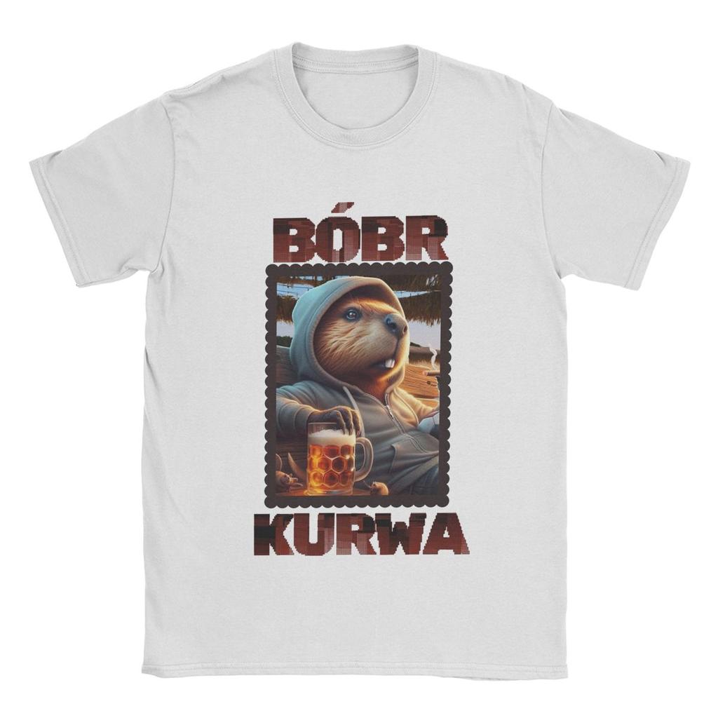 Bobr Bober Kurwa Beaver Boberek Beer And Football T-Shirts for Men Pure Cotton T Shirts Short Sleeve Tee Shirt Party Clothes