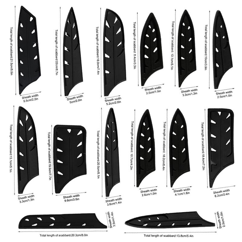 3-8 Inch Kitchen Knife Sheath Black Plastic Knife Covers Knife Blade Protector Cover Edge Guards Case Kitchen Accessory