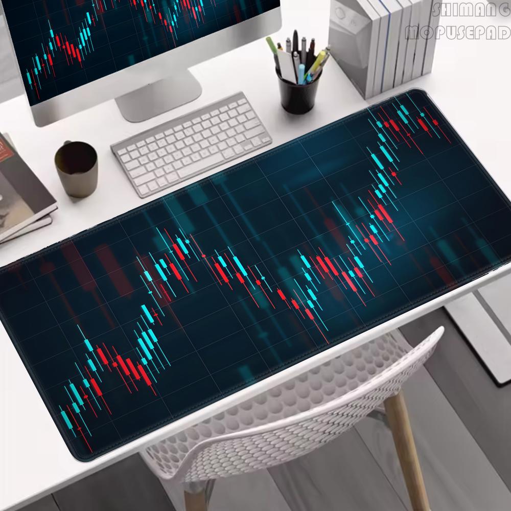 Tappetino Mouse con Grafici per Trader di Borsa Forex Bitcoin, Tappetino da Scrivania, Regalo per Investitore, Tappetino Tastiera con Grafici a Candele