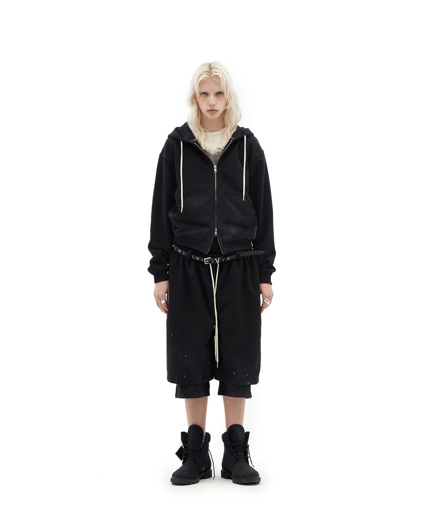 Defgarments Painting Brushed Hood Zip Up [Black]