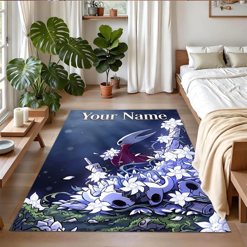 Crystal Velvet Rug Custom Name Text, Soft Non Slip Floor Mat Home DecorHollow Knight