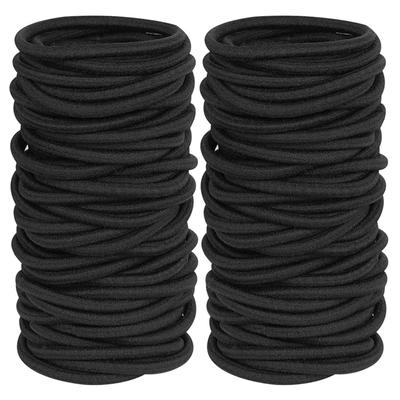 50/100 stuks Zwarte Elastiekjes voor Dik en Krullend Haar Paardenstaarthouders Elastisch Haarband voor Vrouwen of Mannen (4 mm) Haaraccessoires