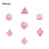7 stk Rosa Gylne Tall Flytende Sand Skarpe Kanter Terninger Polyedriske Terninger Egnet for RPG Brettspill