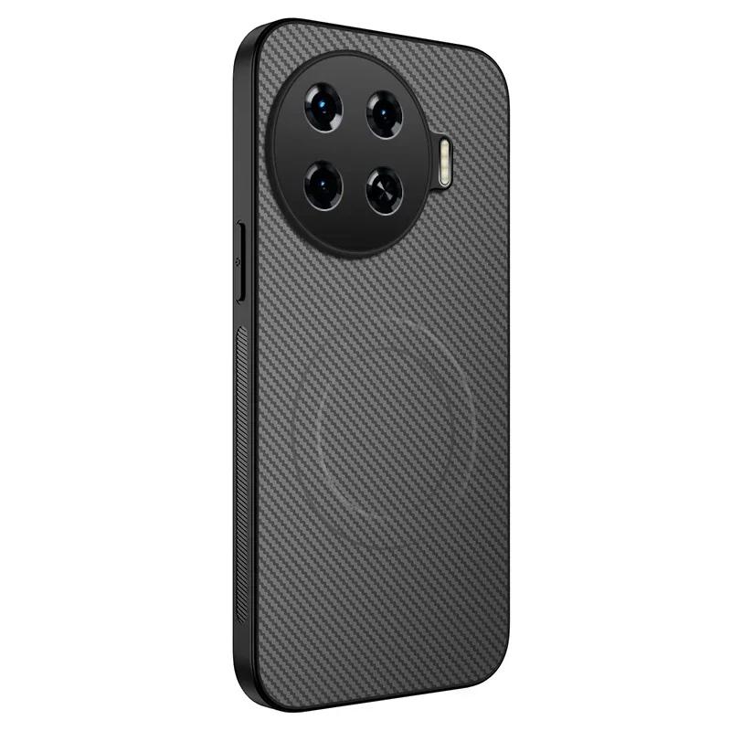 Magnetic Silicone Case For Tecno Spark 20 Pro Plus 20C 4G Wireless Charging Carbon Fiber PU Anti-Drop Soft Cover Phone Cases