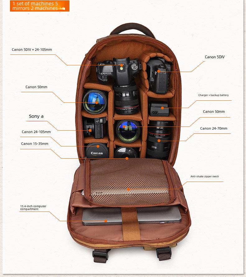 Retro Europäische & Amerikanische Wasserdichte Outdoor Kamera & Laptop Schultertasche