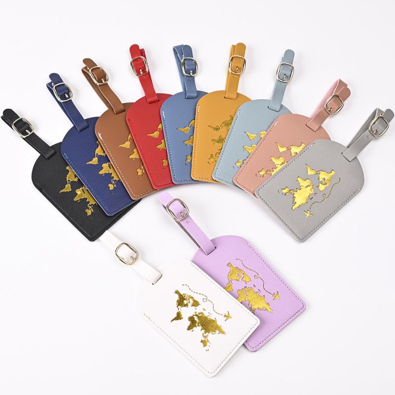Thickened PU Leather Map-Stamped Luggage Tag & Passport Holder Set