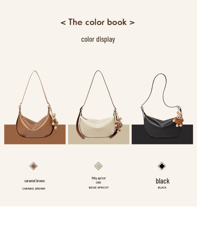 Women's Maillard Style Cowhide Dumpling Crossbody Bag - Trendy Spring/Summer 2025 Shoulder Bag