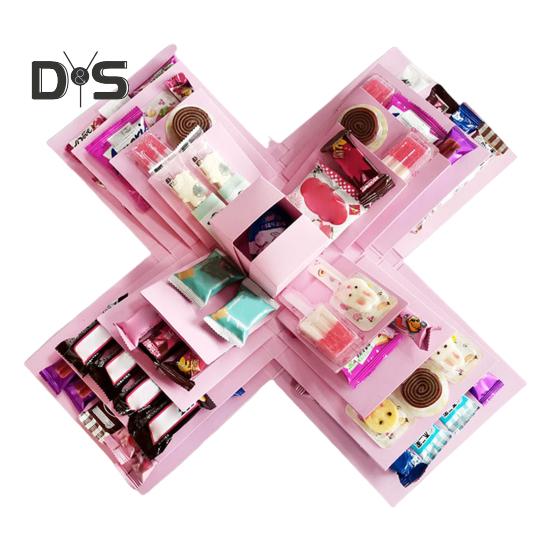 

Взрывная подарочная коробка, 5-слойная взрывная коробка для закусок, самодельная коробка для скрапбукинга на годовщину, день рождения, день святого валентина, свадьбу, подарок розовый