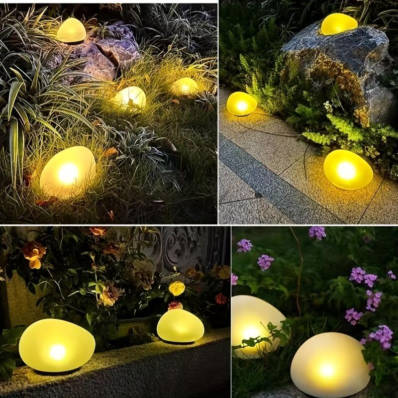 Solar Outdoor Waterproof Garden Light Cobblestone Shaped Lamp Decorative for Yard Lawn Patio Pathway Garden Christmas Decoration