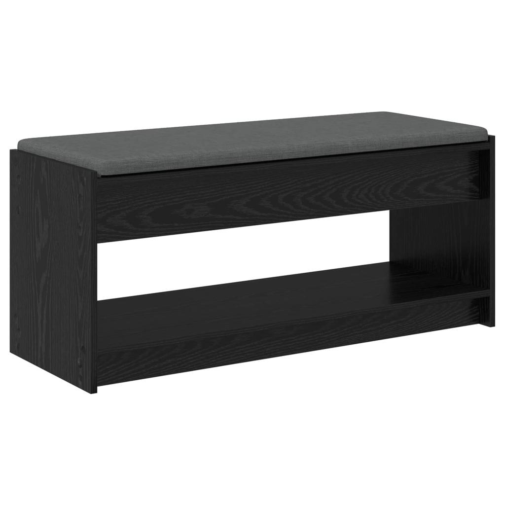 Hall Bench with Cushion and Shelf Black Oak 103 X 38 X 45 Cm