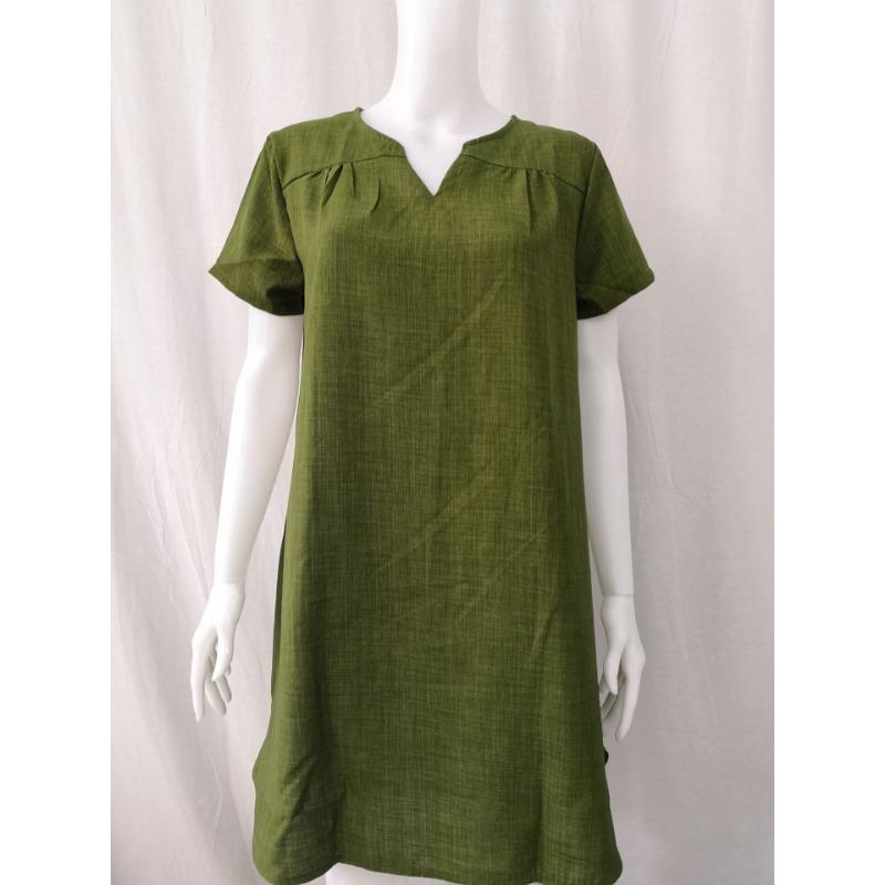 Summer Loose Short Sleeve V-neck Short Dress Women Plus Size Fashion Elegant Thin Party Casual A-line Dress Female Simple Solid Color Women's Clothing