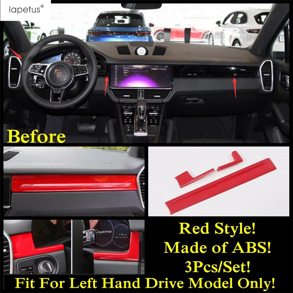 Tête de Levier de Vitesse Rouge / Leve-vitre / Porte-gobelet / Bande de Couverture d'Écran de Tableau de Bord Accessoires de Garniture Pour Porsche Cayenne 2018 -