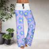 Women's Drawstring Elastic Waistband Wide Leg Color Matching Floral Printed Casual Pants