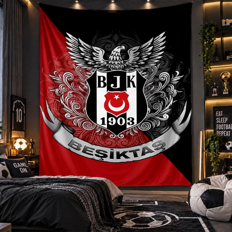 Arazzo da Appendere a Parete Stampa Beşiktaş FC Tessuto per Soggiorno Camera da Letto Decorazione Casa
